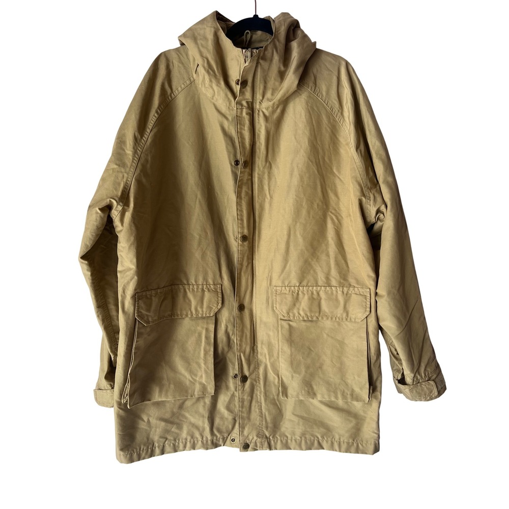 Vintage Woolrich Hooded Jacket Coat Mens L Tan Snap Front‎ USA Made